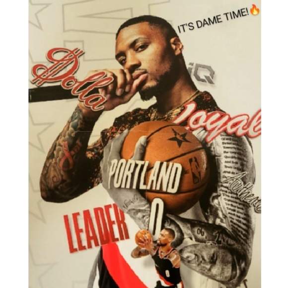 NEW! DAMIAN LILLARD BLAZERS🔥🔥SELF CREATED GLOSSY ART 8.5x11 BASKETBALL POSTER! - Picture 2 of 4